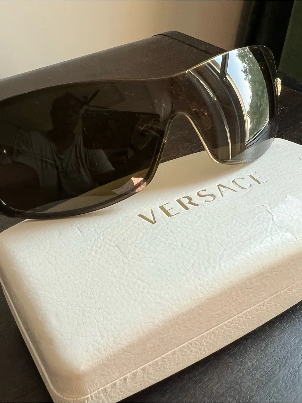 Versace Mod 2048 Vintage Oversized Designer Shield Sunglasses Made In Italy